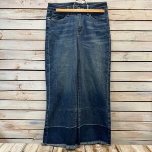 Judy Blue Blue Denim Wide Leg Crop Raw Hem Jeans 7/28